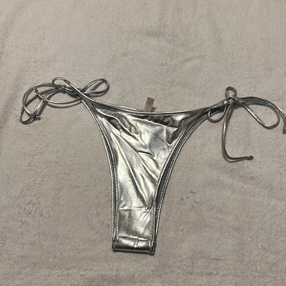 SKIMS METALLIC SWIM SKIMPY TIE BOTTOM